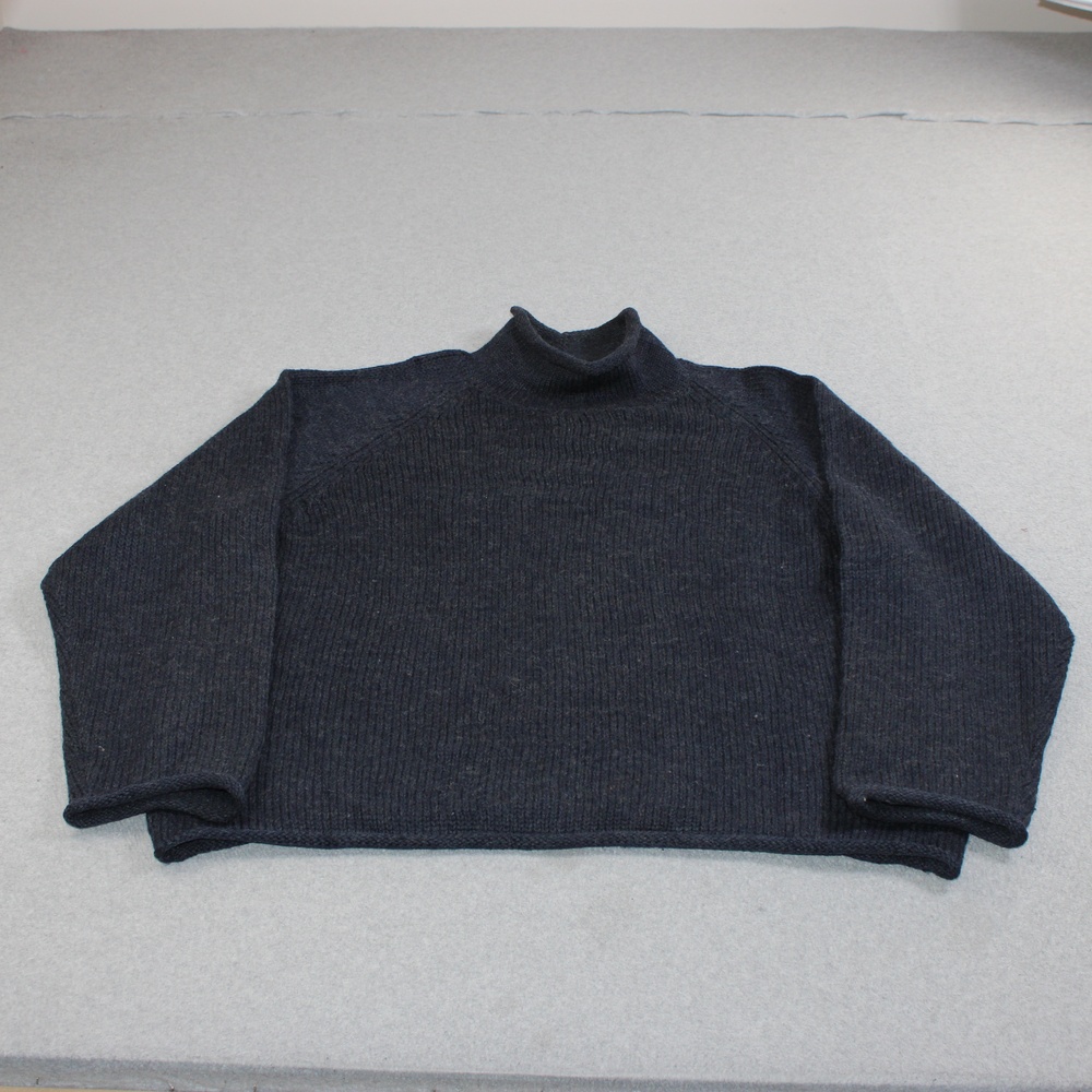 J Crew Wool Oarsman Sweater Men XL Blue Roll Neck Hem Heavyweight Heritage Class